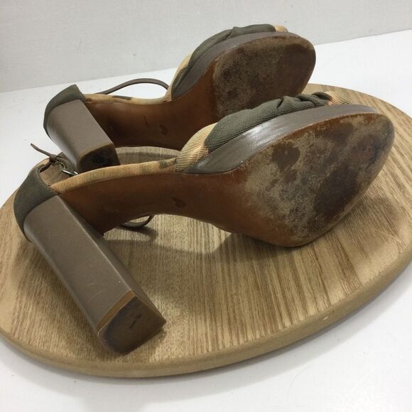 Moschino Olive Green Brown Taupe Cheap & Chic Tie-dye Platform Sandals Size 39 - Picture 6 of 13